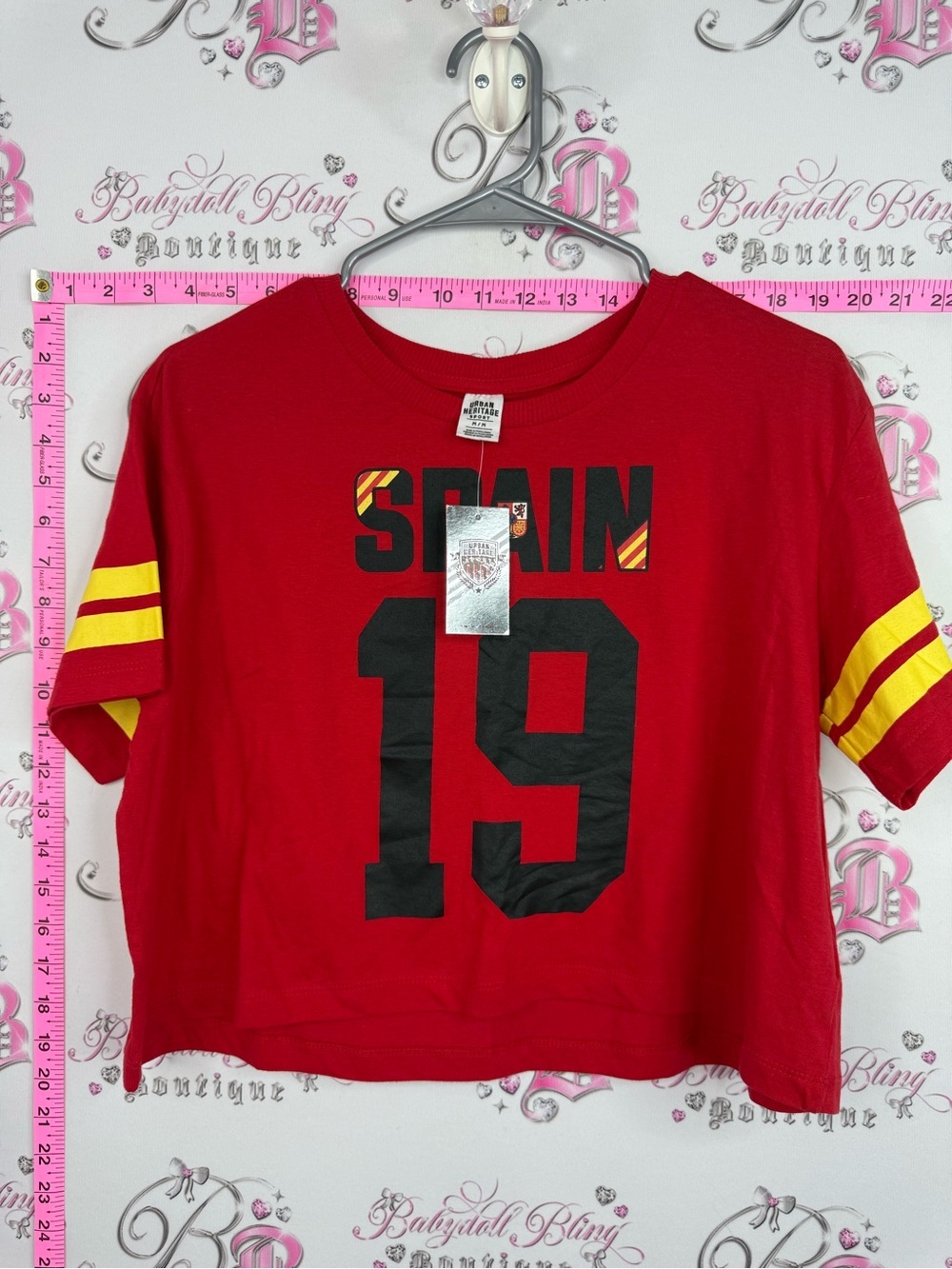 Urban Heritage Red Spain '19 Short Sleeve Tee with Yellow Stripes